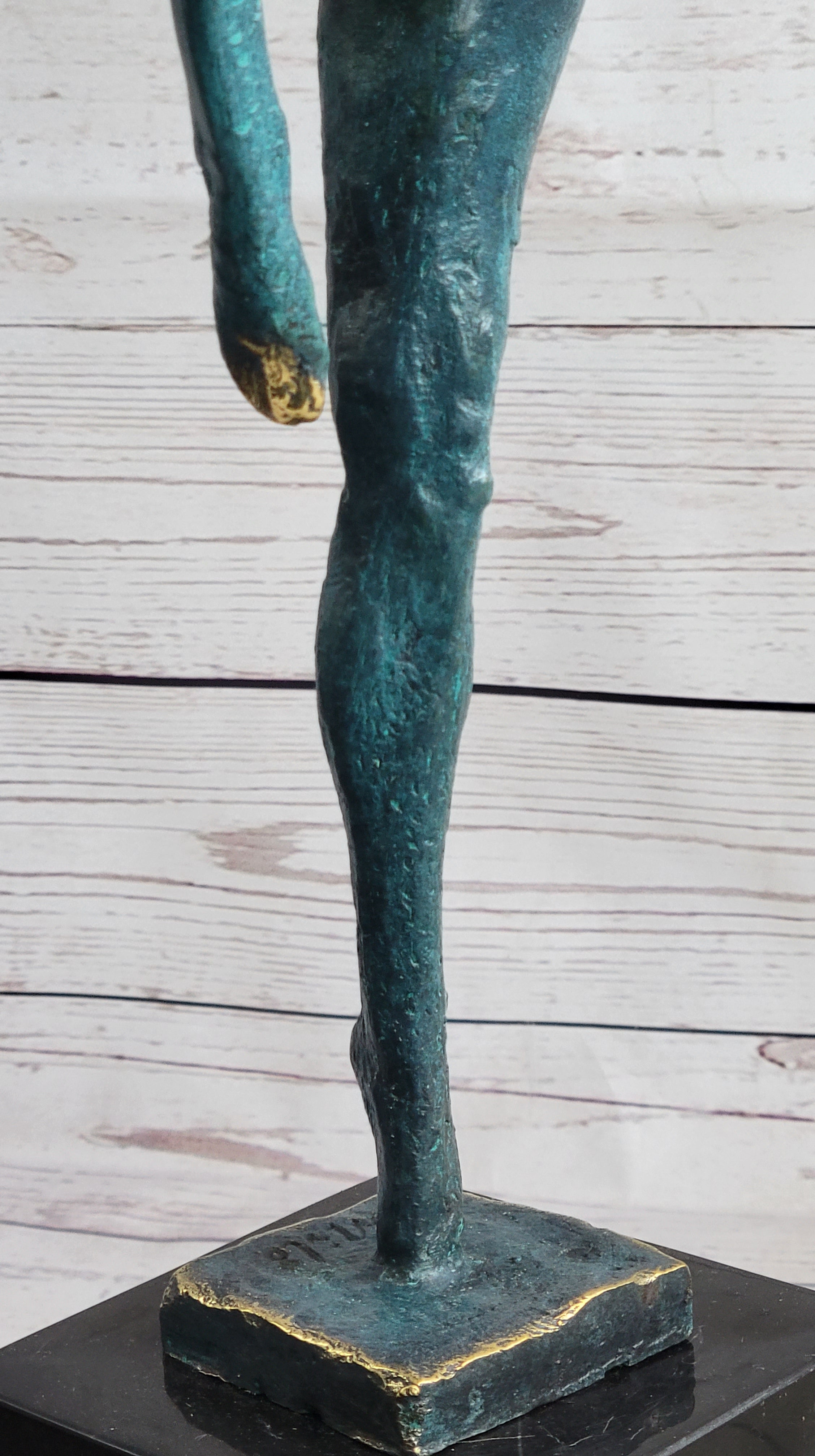 Abstract Surrealist Nude Female Figure Dancer Bronze Sculpture Statue on Marble Base