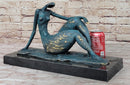 ORIGINAL ART DECO MODERN ABSTRACT NUDE FEMALE FIGURE BRONZE STATUE GREEN PATINA
