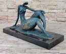 ORIGINAL ART DECO MODERN ABSTRACT NUDE FEMALE FIGURE BRONZE STATUE GREEN PATINA