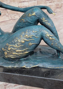 ORIGINAL ART DECO MODERN ABSTRACT NUDE FEMALE FIGURE BRONZE STATUE GREEN PATINA