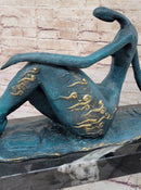 ORIGINAL ART DECO MODERN ABSTRACT NUDE FEMALE FIGURE BRONZE STATUE GREEN PATINA