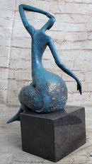 Sensual Nude Woman Abstract Art Bronze Marble Base Sculpture Art