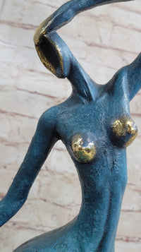 Sensual Nude Woman Abstract Art Bronze Marble Base Sculpture Art