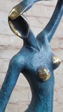 Sensual Nude Woman Abstract Art Bronze Marble Base Sculpture Art
