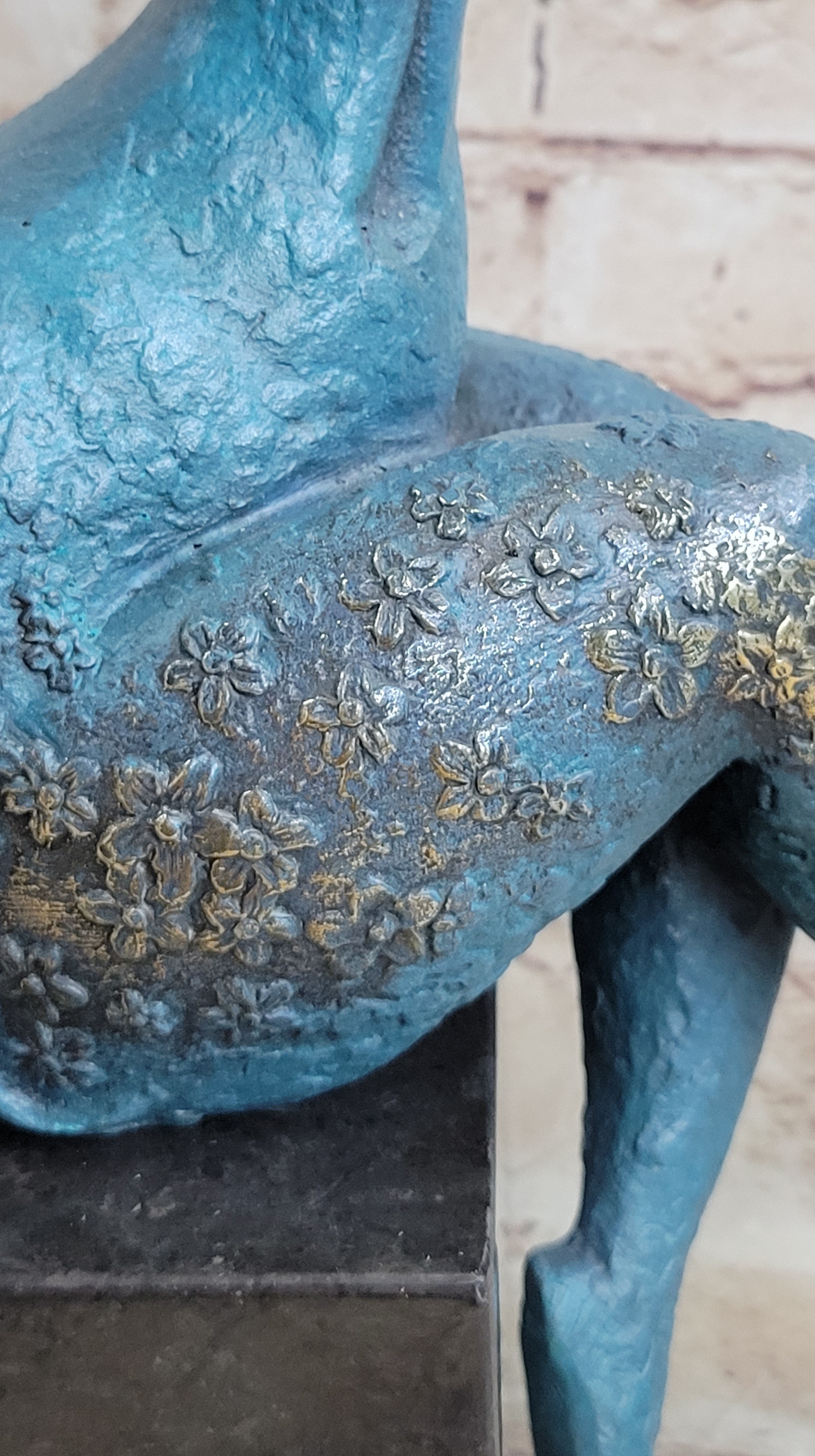 Sensual Nude Woman Abstract Art Bronze Marble Base Sculpture Art
