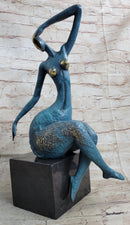Sensual Nude Woman Abstract Art Bronze Marble Base Sculpture Art