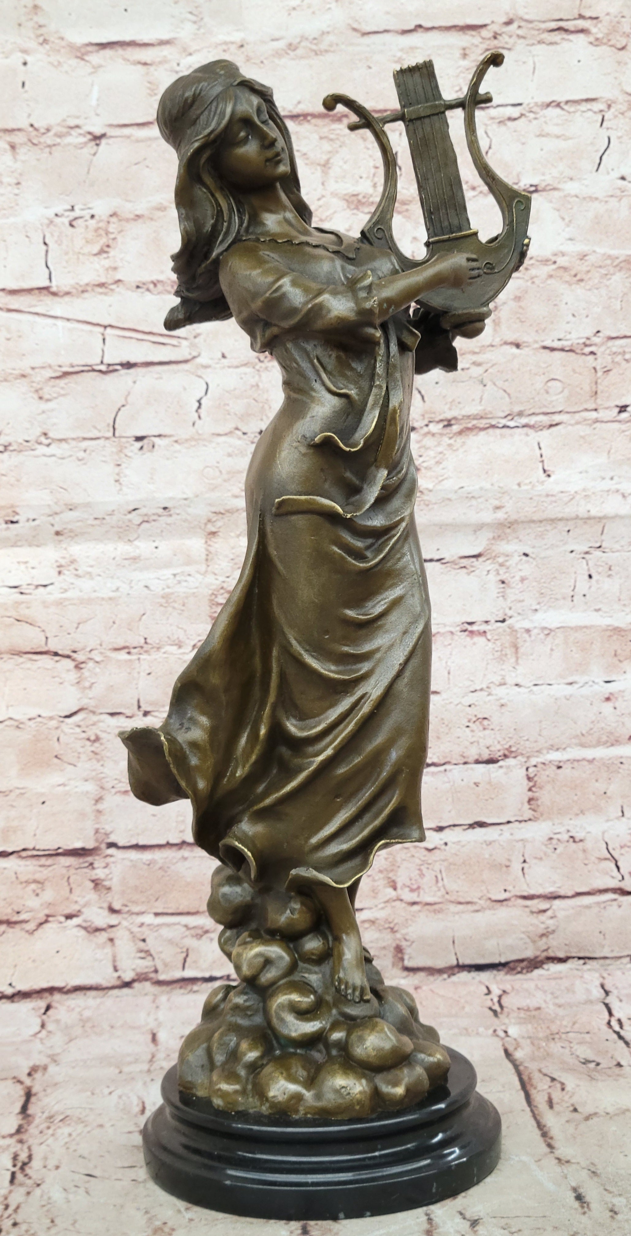 Harp Girl Bronze Sculpture by Vitaleh