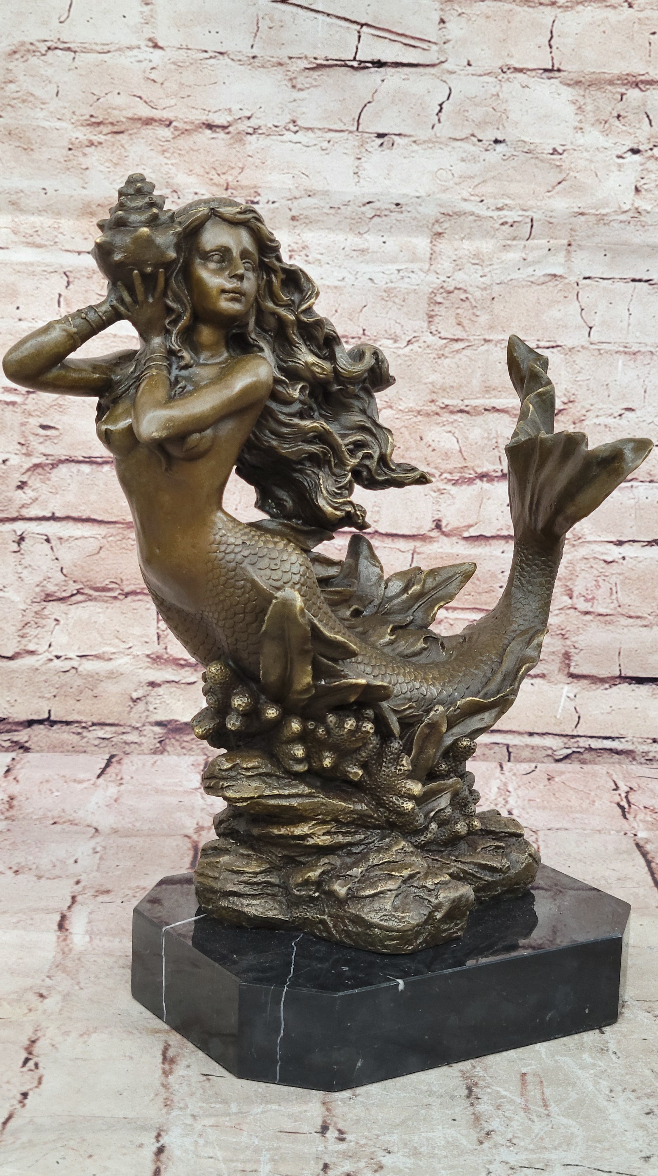 Bronze Mermaid Sculpture Female Artwork