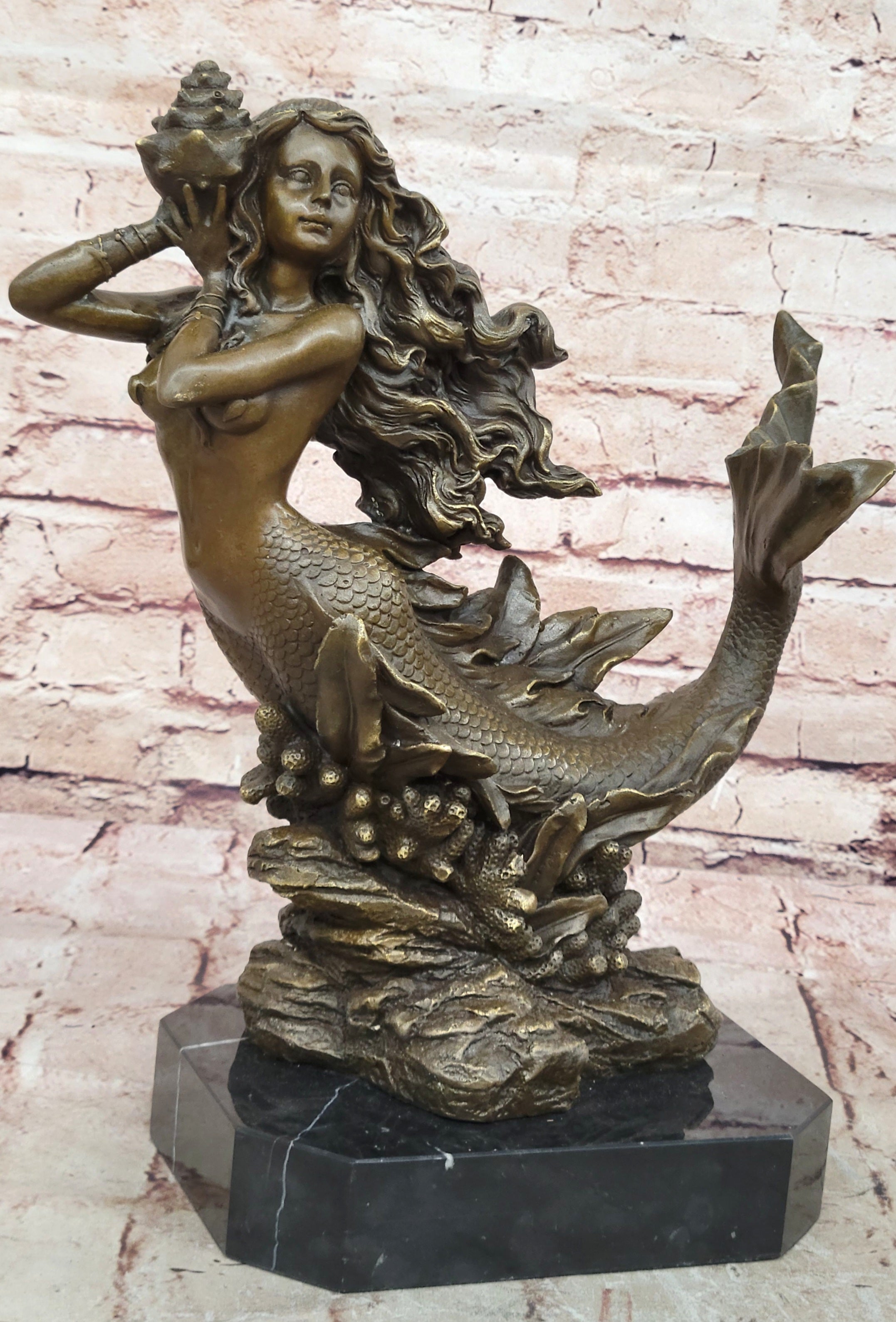 Bronze Mermaid Sculpture Female Artwork