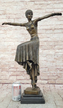 Dimitri Chiparus Dancer Art Deco Bronze Sculpture Marble Base
