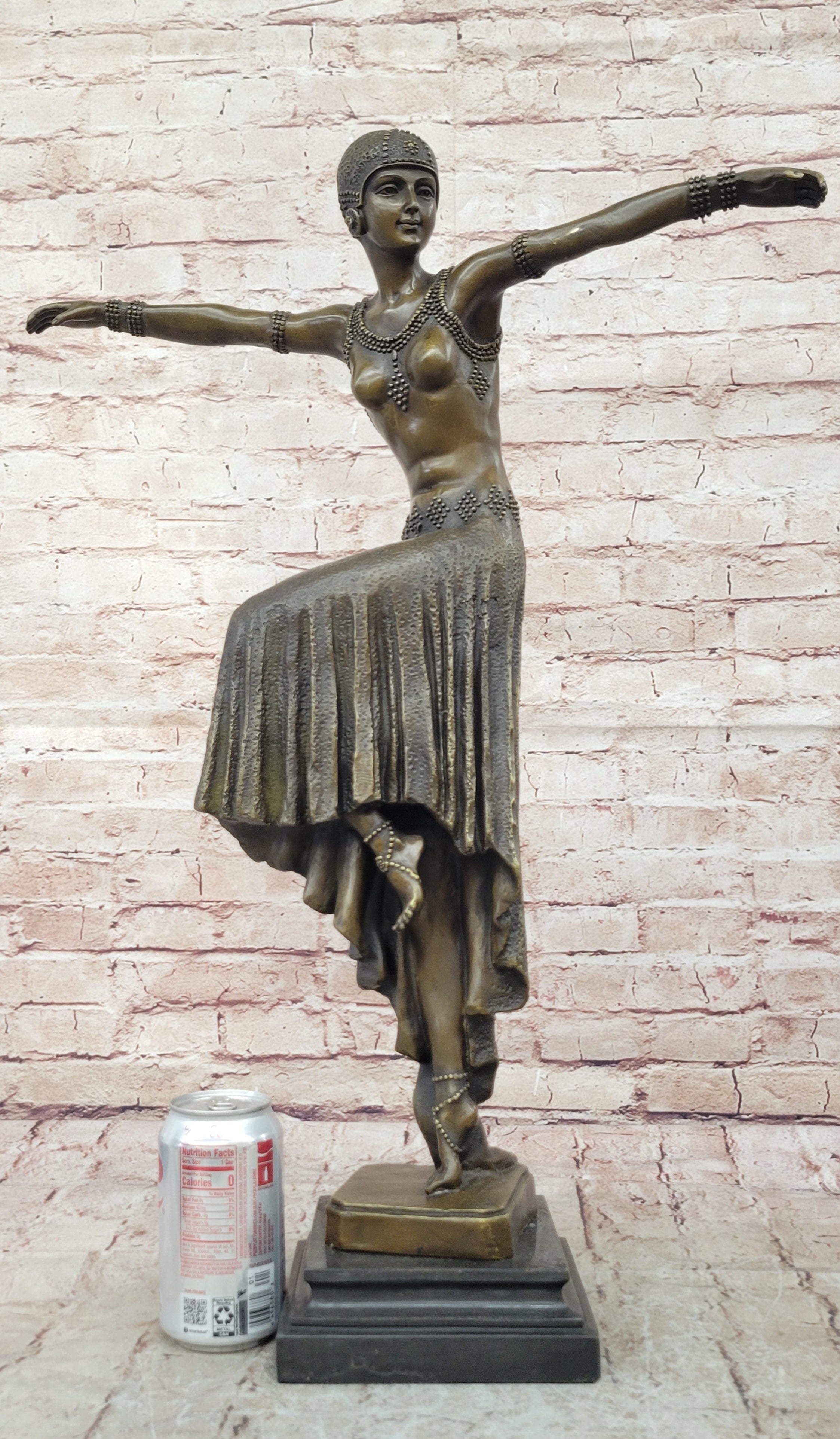 Dimitri Chiparus Dancer Art Deco Bronze Sculpture Marble Base