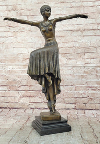 Dimitri Chiparus Dancer Art Deco Bronze Sculpture Marble Base