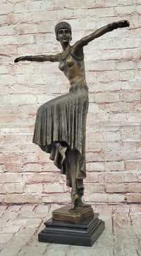 Dimitri Chiparus Dancer Art Deco Bronze Sculpture Marble Base