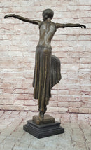 Dimitri Chiparus Dancer Art Deco Bronze Sculpture Marble Base