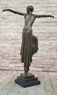 Dimitri Chiparus Dancer Art Deco Bronze Sculpture Marble Base