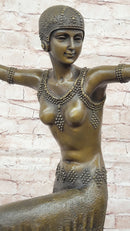 Dimitri Chiparus Dancer Art Deco Bronze Sculpture Marble Base