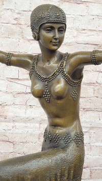 Dimitri Chiparus Dancer Art Deco Bronze Sculpture Marble Base