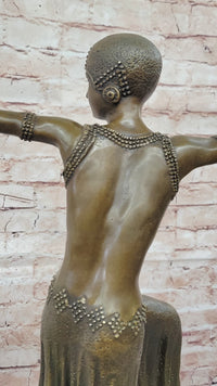 Dimitri Chiparus Dancer Art Deco Bronze Sculpture Marble Base