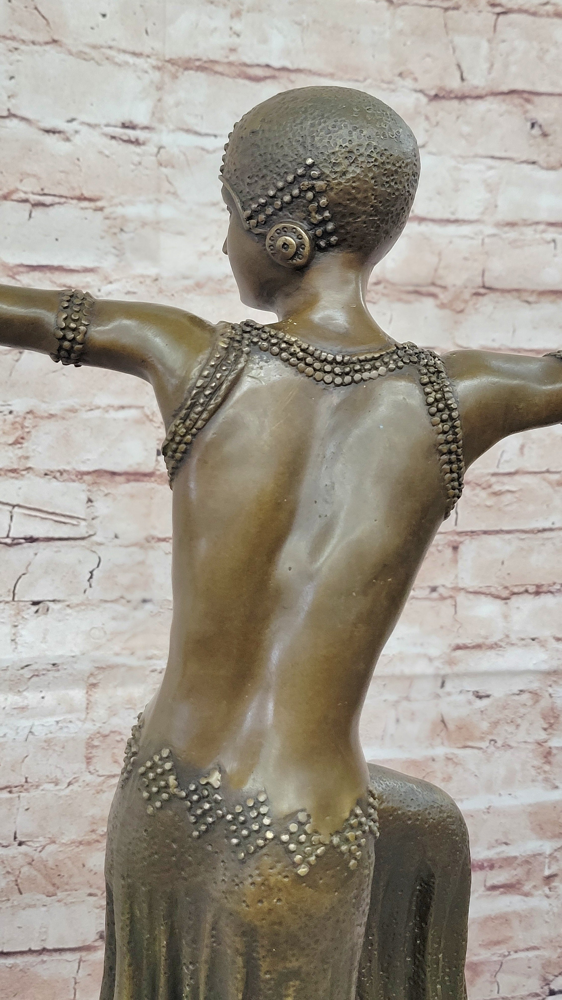 Dimitri Chiparus Dancer Art Deco Bronze Sculpture Marble Base