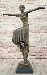 Dimitri Chiparus Dancer Art Deco Bronze Sculpture Marble Base