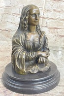 Mona Lisa Bronze Metal Sculpture by Valli on Marble Base