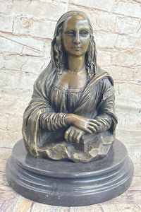 Mona Lisa Bronze Metal Sculpture by Valli on Marble Base