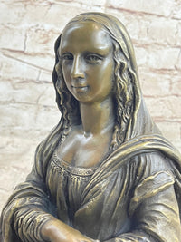 Mona Lisa Bronze Metal Sculpture by Valli on Marble Base