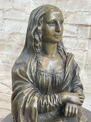 Mona Lisa Bronze Metal Sculpture by Valli on Marble Base