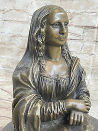 Mona Lisa Bronze Metal Sculpture by Valli on Marble Base