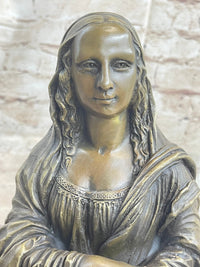 Mona Lisa Bronze Metal Sculpture by Valli on Marble Base
