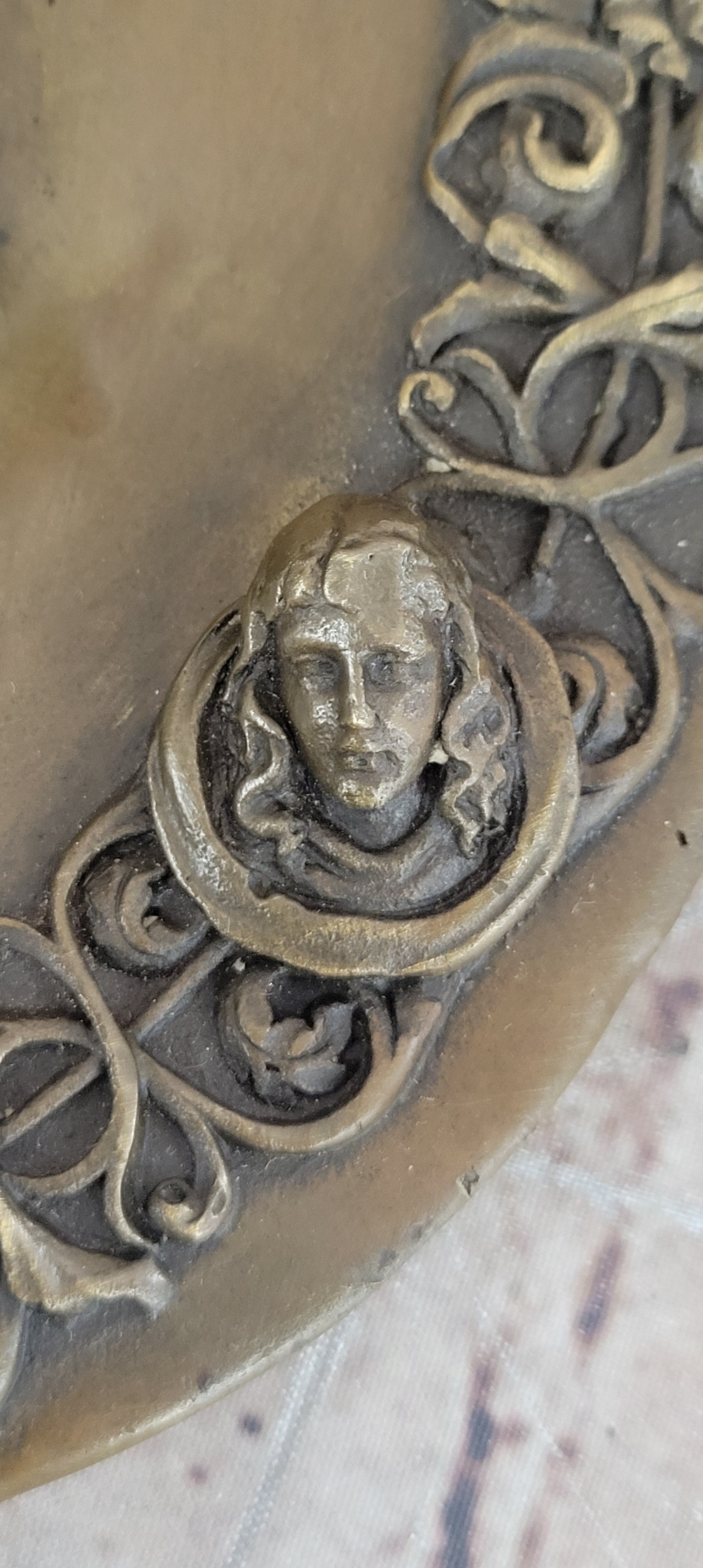 Signed Jean Patoue Blossom Girl Bronze Wall Sculpture