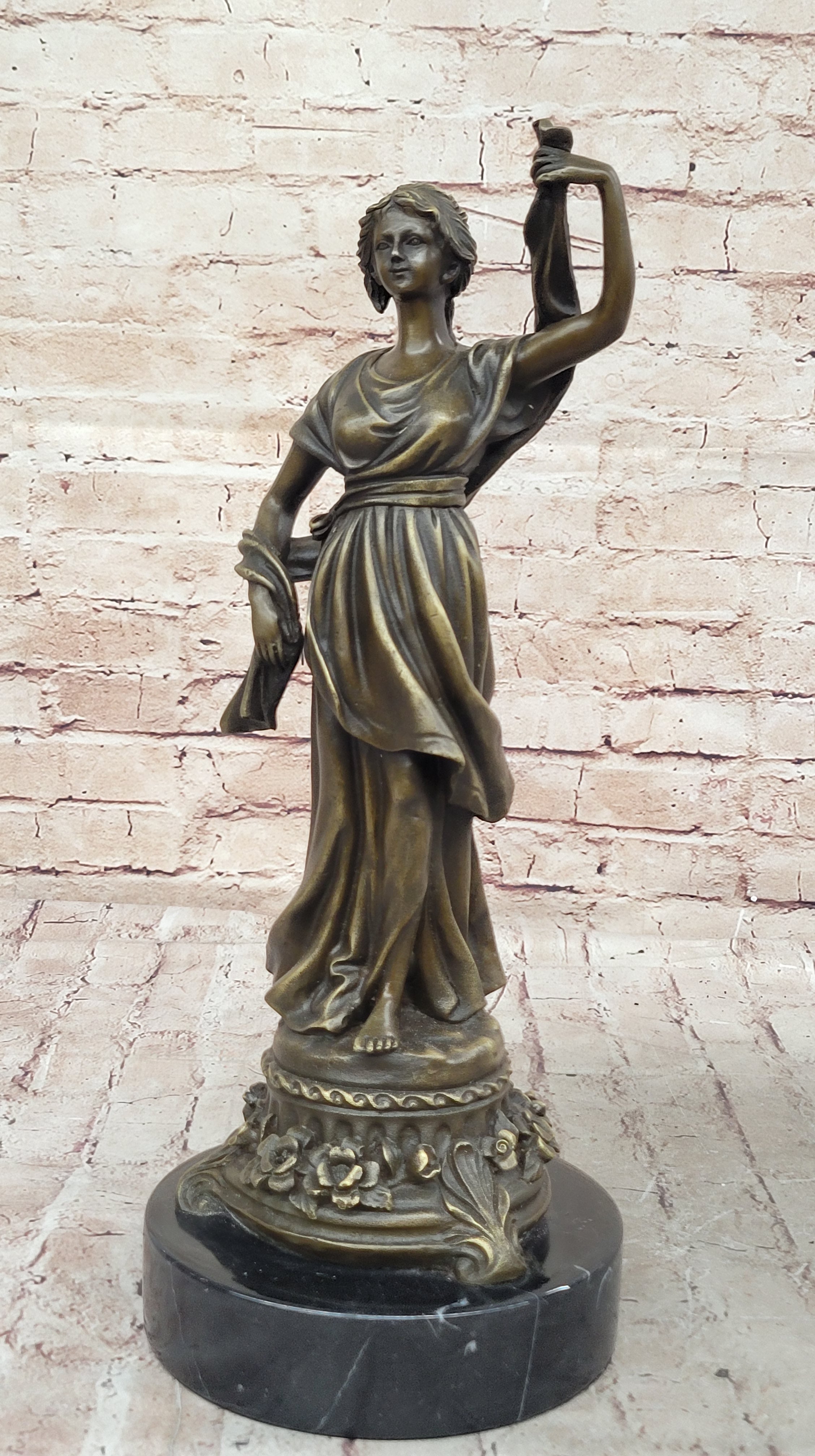 Roman Woman in Flowing Robes - Bronze Metal Sculpture by Milo