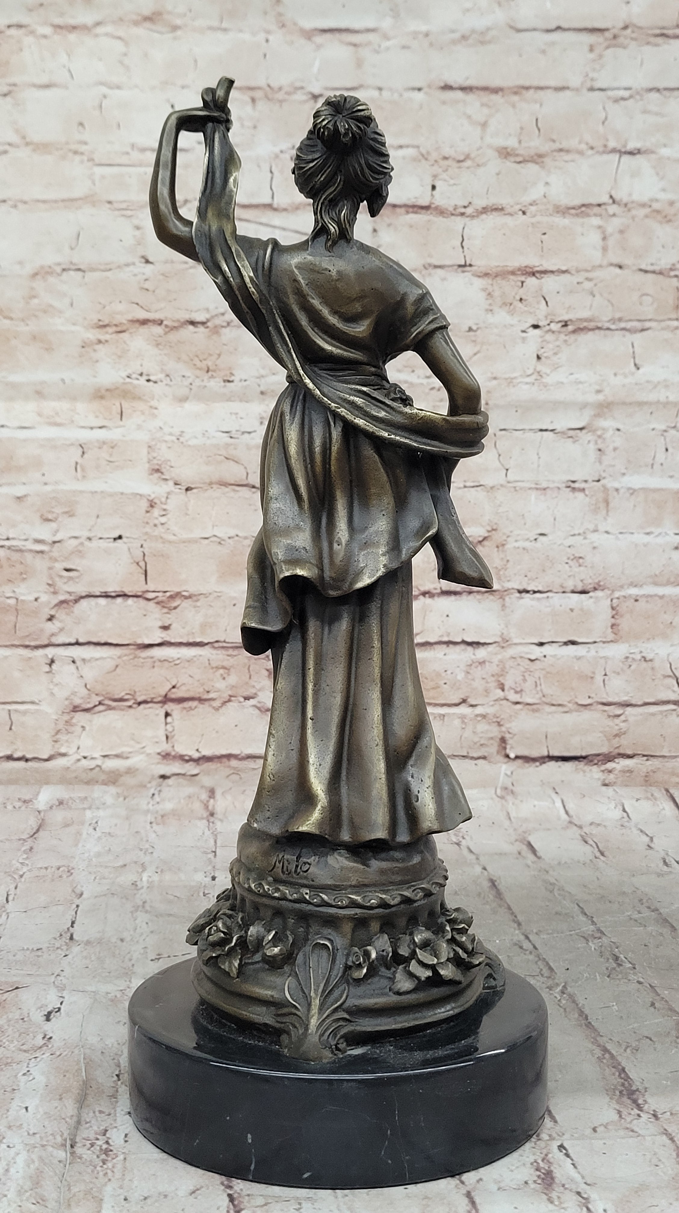 Roman Woman in Flowing Robes - Bronze Metal Sculpture by Milo