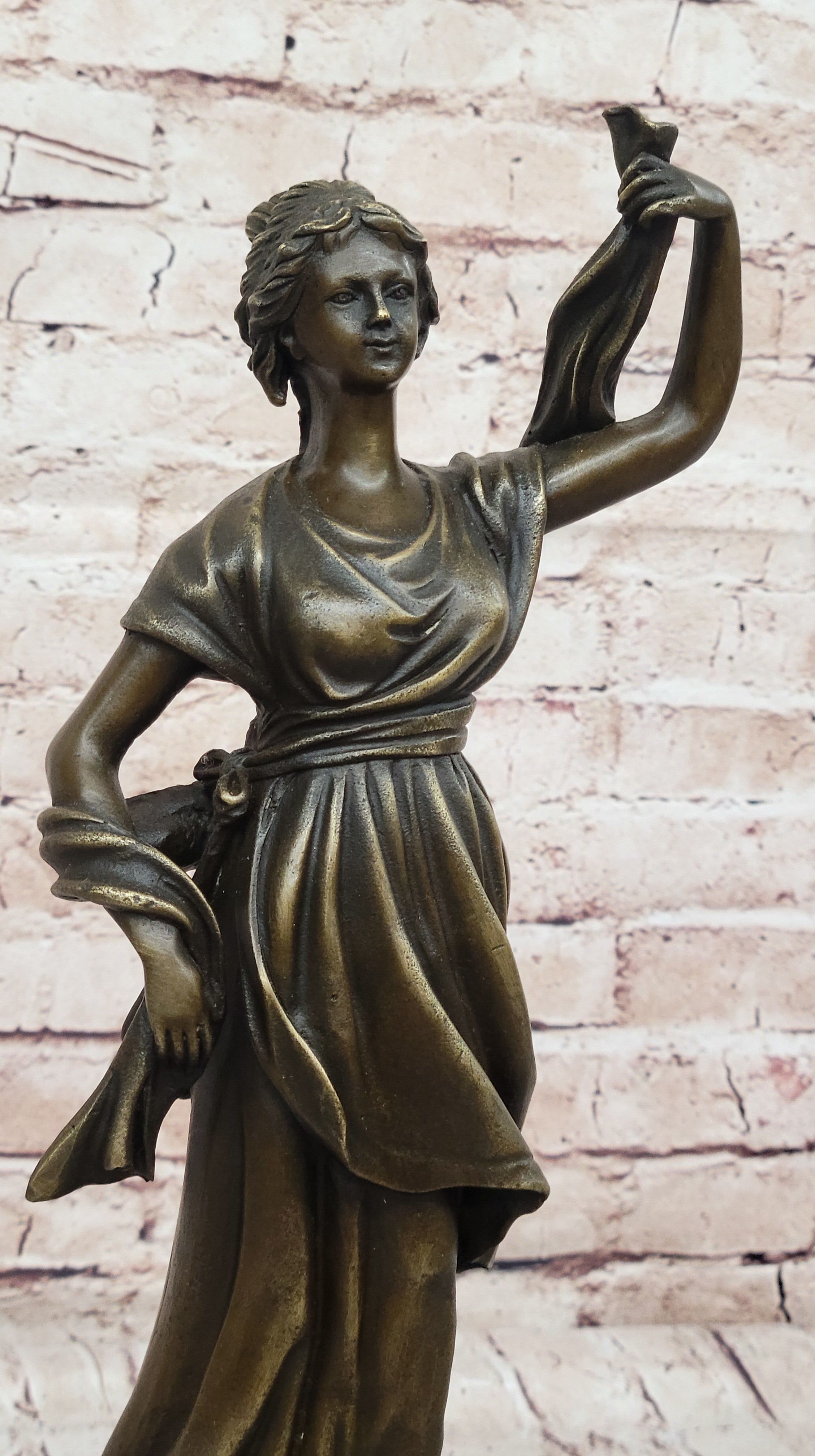 Roman Woman in Flowing Robes - Bronze Metal Sculpture by Milo