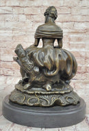Bronze Sculpture of Victorian Lady with Dog A. Moreau