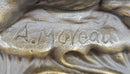 Bronze Sculpture of Victorian Lady with Dog A. Moreau