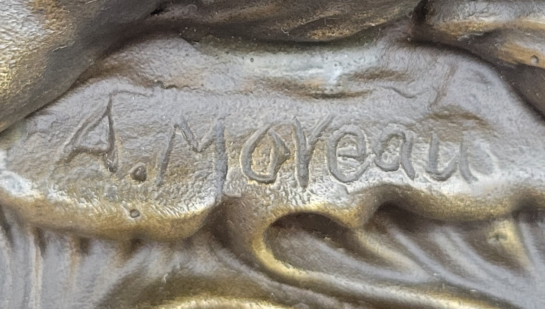 Bronze Sculpture of Victorian Lady with Dog A. Moreau