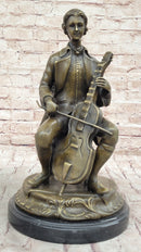 Large Man Playing Music Cello Player Bronze