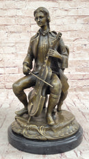 Large Man Playing Music Cello Player Bronze