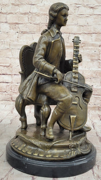 Large Man Playing Music Cello Player Bronze
