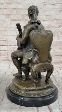 Large Man Playing Music Cello Player Bronze