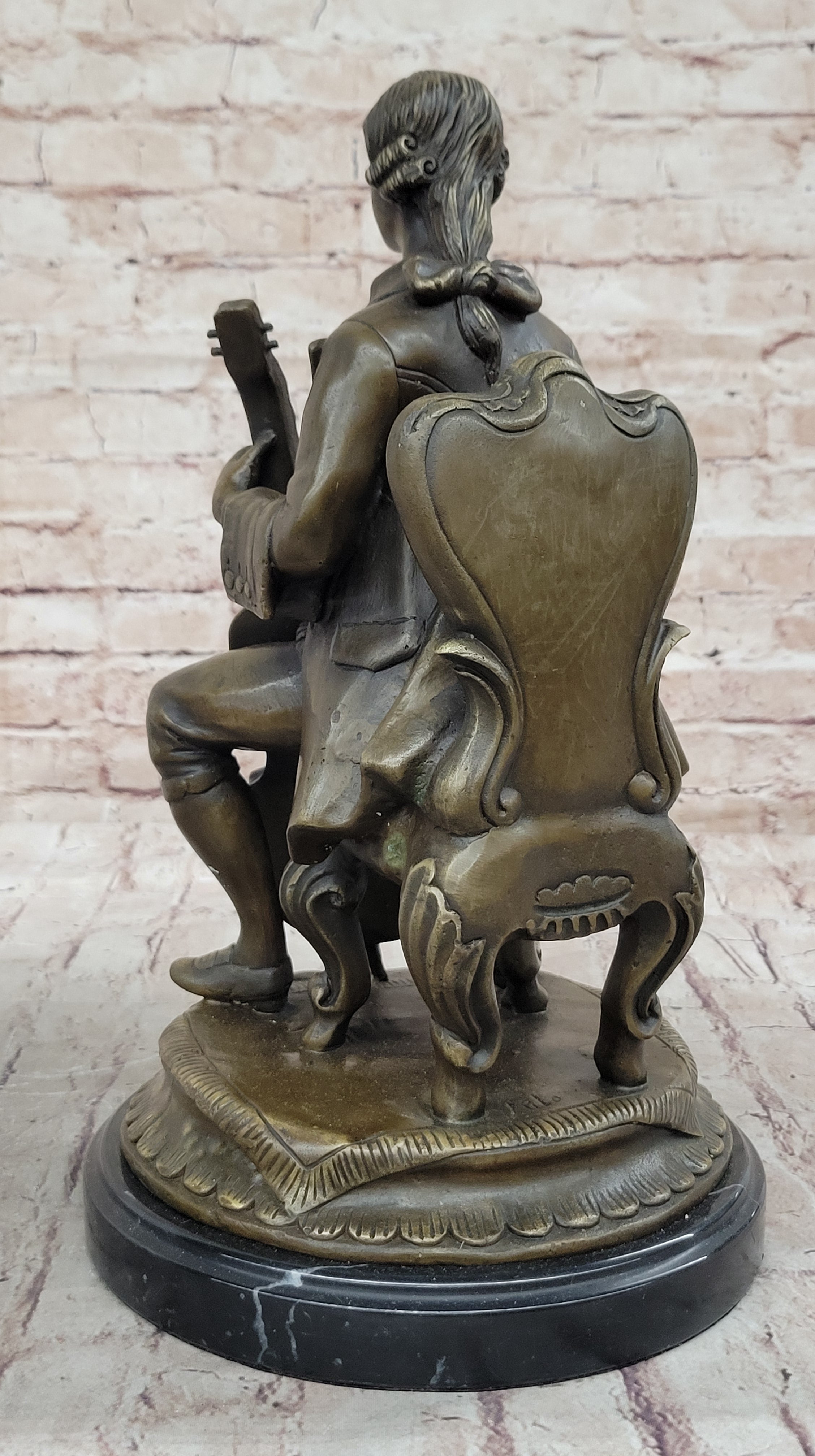 Large Man Playing Music Cello Player Bronze