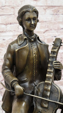 Large Man Playing Music Cello Player Bronze