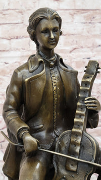 Large Man Playing Music Cello Player Bronze