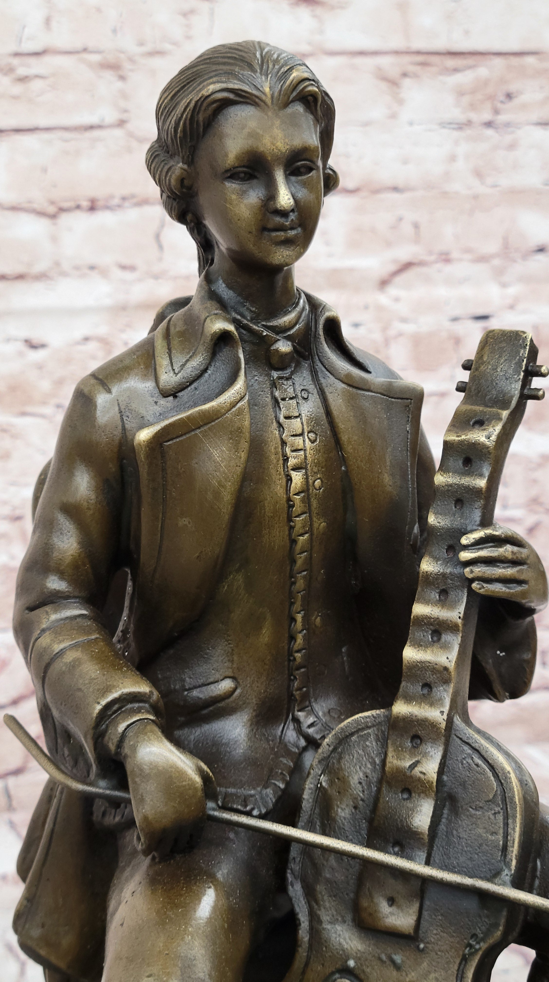 Large Man Playing Music Cello Player Bronze