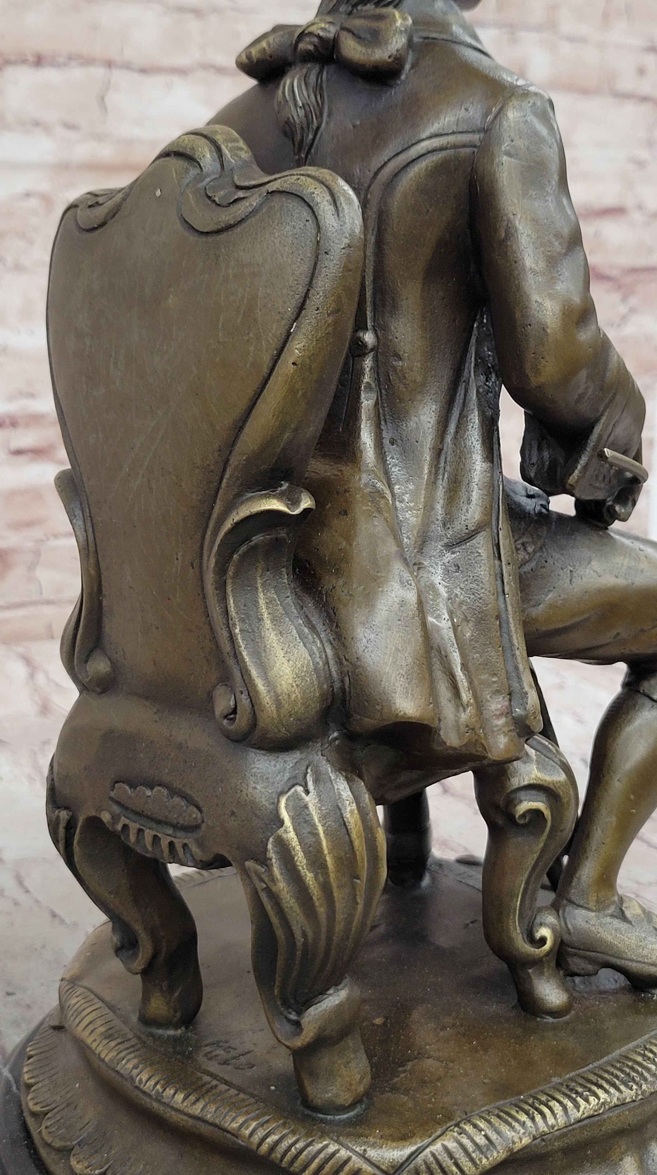 Large Man Playing Music Cello Player Bronze