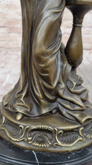 Victorian Edwardian Young Woman Holding Puppy - Bronze by Milo