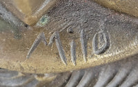Victorian Edwardian Young Woman Holding Puppy - Bronze by Milo