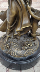 Young Woman w/ Flower Basket & Winged Cherub - Bronze by Milo