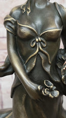 Young Woman Carrying Basket of Flowers - Bronze Sculpture by Milo